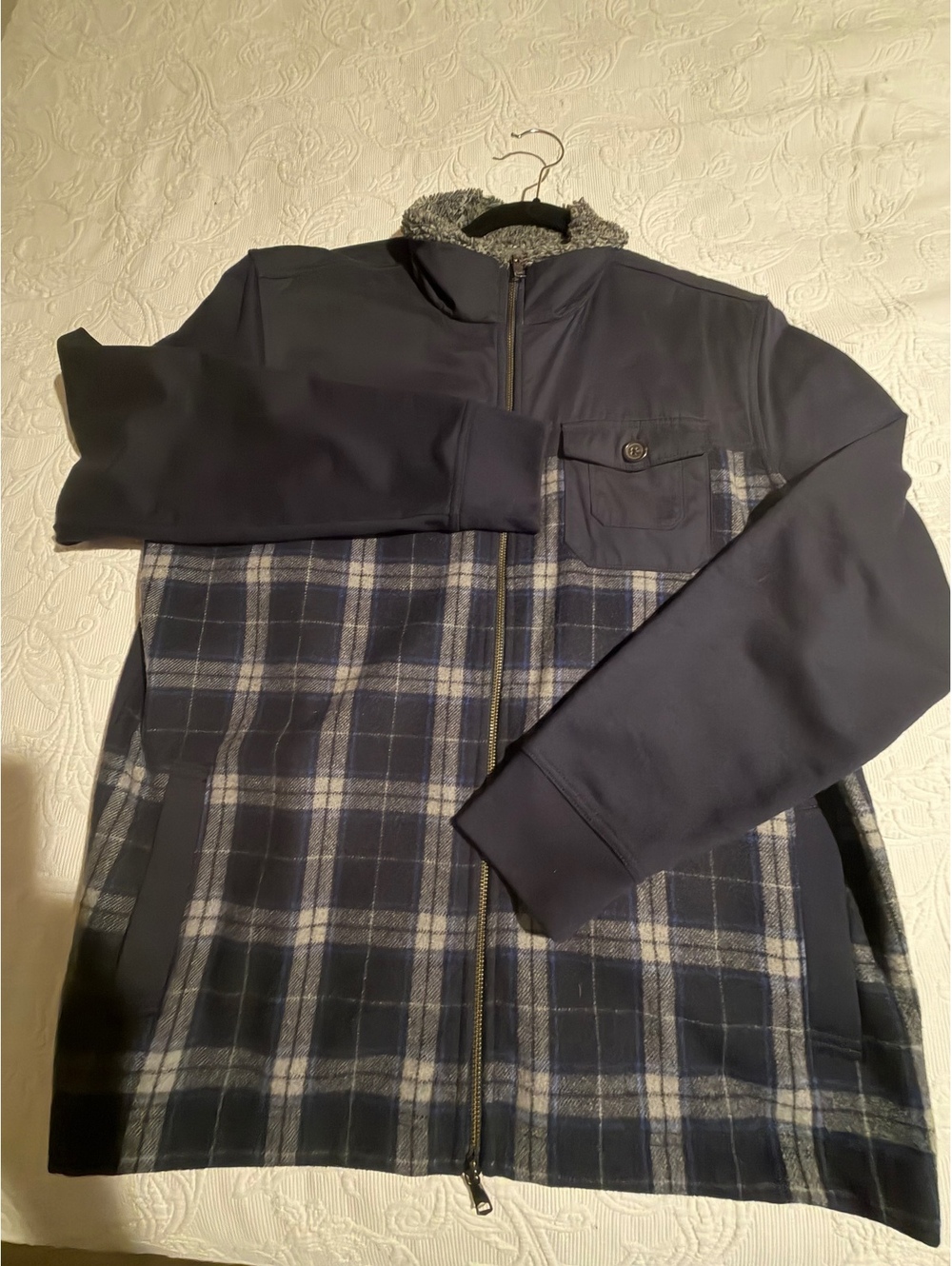 Banana Republic XL Men's Zip-Up Plaid Jacket with Sherpa Lin
